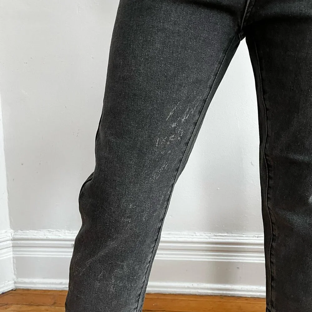Boyfriend High Rise Washed Black Jeans • Relaxed Fit • Non-Stretch